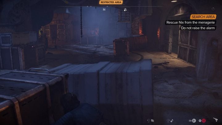 The lever will open the cell a little further on, on the right side of the corridor - continue crouching behind the covers, sneak up to it and go inside - Star Wars Outlaws: Partners - walkthrough - Tatooine - Star Wars Outlaws Guide