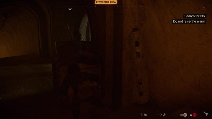 Go down the stairs, but be careful - at some point you'll encounter a guard - Star Wars Outlaws: Partners - walkthrough - Tatooine - Star Wars Outlaws Guide