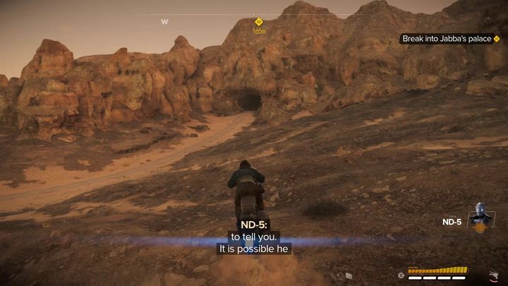 The path to the palace leads through a small cave - Star Wars Outlaws: Partners - walkthrough - Tatooine - Star Wars Outlaws Guide