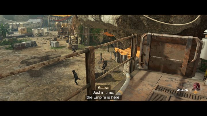 The computer that activates the cages is located on the mezzanine - Star Wars Outlaws: Legacy - walkthrough - Epilogue - Star Wars Outlaws Guide