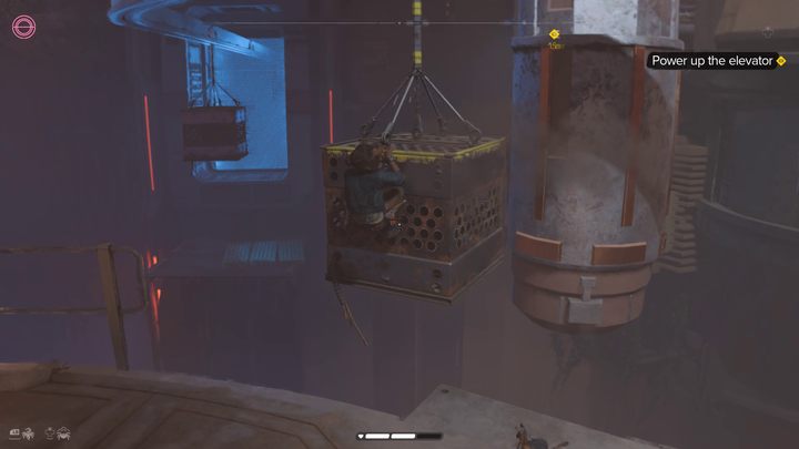 After activating the transport line, climb up one level and grab one of the passing boxes - Star Wars Outlaws: Legacy - walkthrough - Epilogue - Star Wars Outlaws Guide