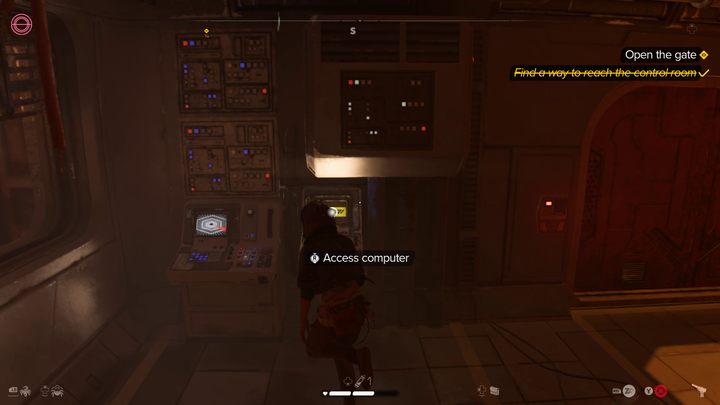 In the computer room, activate the bulkheads and let Gedeek and ND-5 in - Star Wars Outlaws: Legacy - walkthrough - Epilogue - Star Wars Outlaws Guide