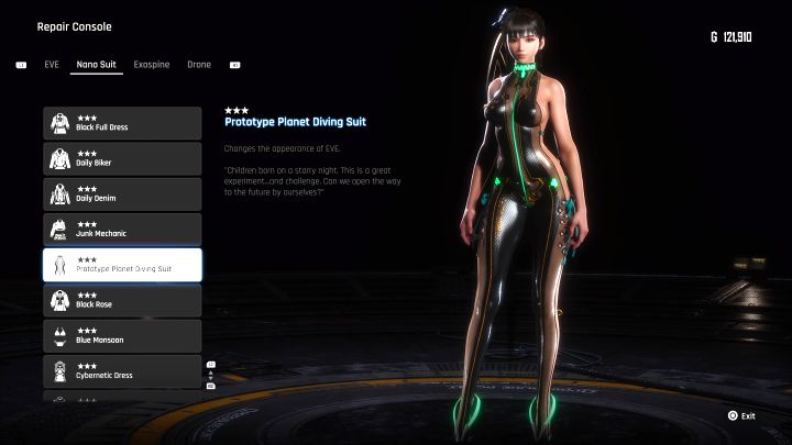 The design can be purchased from Roxanne in the final part of the campaign, after starting the Burning Xion story mission - Stellar Blade: All EVE costumes map - Secrets and Collectibles - Stellar Blade Guide