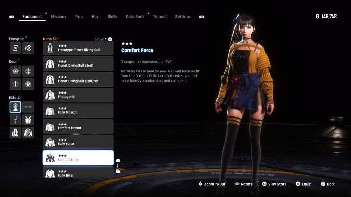 After starting NG+, you can acquire suits with changed color schemes and an extended or slightly changed name - Stellar Blade: All EVE costumes map - Secrets and Collectibles - Stellar Blade Guide
