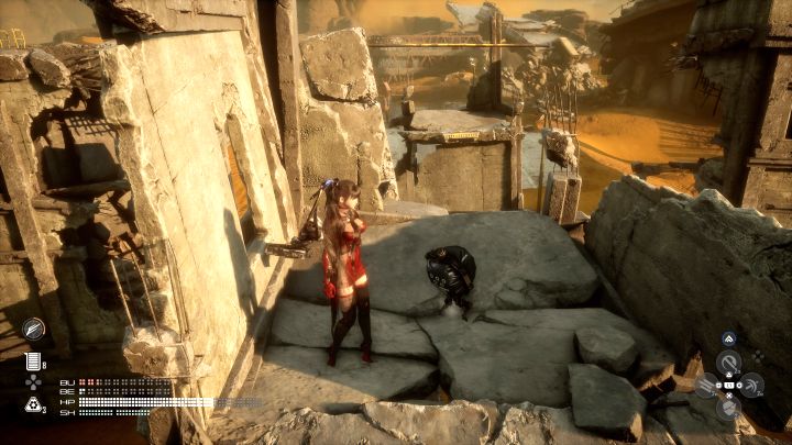 After one of the jumps, you will land on a small ruined part of the roof, with a small robot on it - Stellar Blade: Tumbler Expansion Modules map - Secrets and Collectibles - Stellar Blade Guide