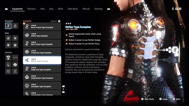 You can find the list of Exospines on the Exospines page in the Secrets and collectibles chapter - Stellar Blade: Difficulty levels - Basics - Stellar Blade Guide