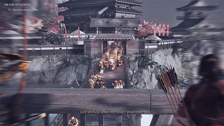 The heroes must reach the gate separating this part of the castle from the bridge - Ghost of Tsushima: The Fate Of Tsushima walkthrough - Act 2 - Ghost of Tsushima Guide, Walkthrough
