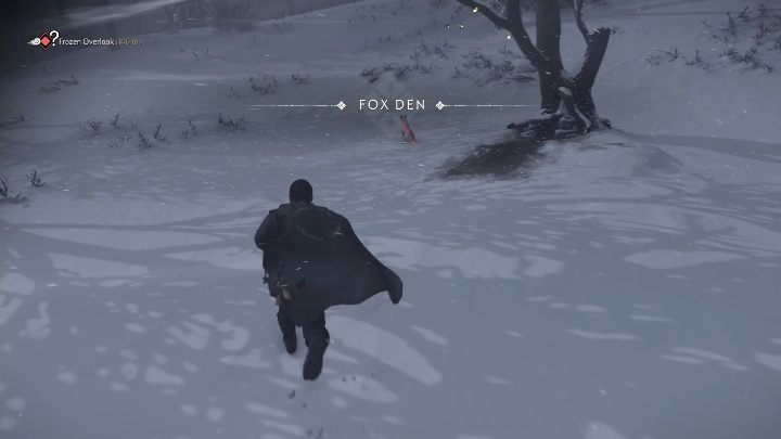 Youll find this fox den in the snow, right by the path next to the lake - Ghost of Tsushima: Inari Shrines, Kamiagata Region secrets map, video guide - Kamiagata Region - Ghost of Tsushima Guide, Walkthrough