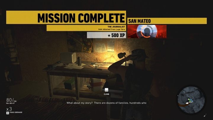 When you get there, speak with her and take photos of the documents - The Journalist | San Mateo Walkthrough - San Mateo - Tom Clancys Ghost Recon: Wildlands Game Guide
