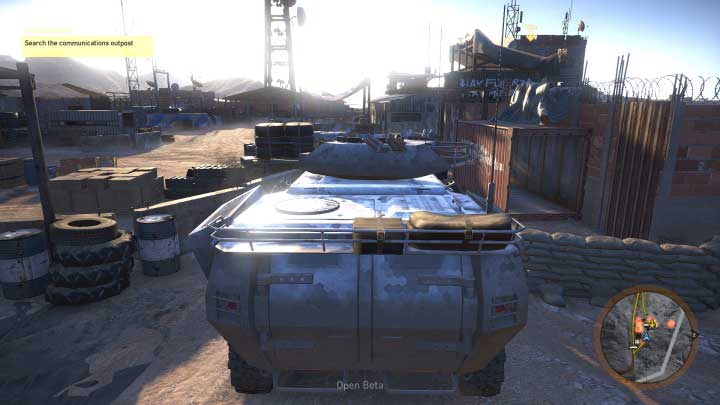 Near the base, next to the radio antenna, you can find the armored vehicle - The Outpost | Montuyoc Walkthrough - Montuyoc - Tom Clancys Ghost Recon: Wildlands Game Guide