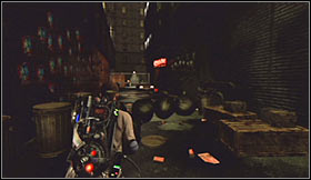 Explore the area behind a large truck parked to your right and you shouldn't have any major problems finding the second artifact - 3-Toed Jenkin's Midnight Goose - Level 2: Times Square - part 1 - Walkthrough - Ghostbusters The Video Game - Game Guide and Walkthrough