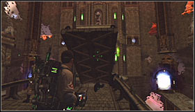 Approach a huge drawbridge and take your time to see how your new ability works - Level 3: Public Library - part 3 - Walkthrough - Ghostbusters The Video Game - Game Guide and Walkthrough