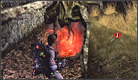 Proceed to your right, approach a smaller gate and destroy a wall made out of skulls which will be located to your right - Level 7: Central Park Cemetery - part 2 - Walkthrough - Ghostbusters The Video Game - Game Guide and Walkthrough