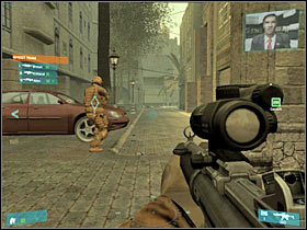 Once you've entered a larger area, I would recommend that you use the sniper rifle in order to get rid of the enemy soldiers (#1) - [Mission 02] Coup d'etat - Objective: Reach VIP position - [Mission 02] Coup d'etat - Ghost Recon: Advanced Warfighter - Game Guide and Walkthrough
