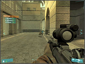 You will have to reach the opposite alley (#1) - [Mission 02] Coup d'etat - Objective: Reach VIP position - [Mission 02] Coup d'etat - Ghost Recon: Advanced Warfighter - Game Guide and Walkthrough