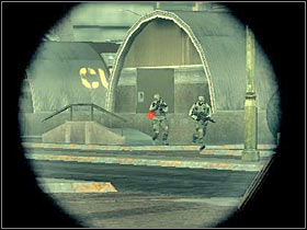 I would recommend that you try and get closer to the hangar - [Mission 06] Ready for bear - Objective: Escort crews do tanks - [Mission 06] Ready for bear - Ghost Recon: Advanced Warfighter - Game Guide and Walkthrough