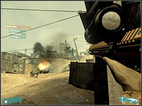 You should be able to reach the armored vehicle very soon (#1) - [Mission 07] Quarterback - Objective: Reach Salvatore's position - [Mission 07] Quarterback - Ghost Recon: Advanced Warfighter - Game Guide and Walkthrough