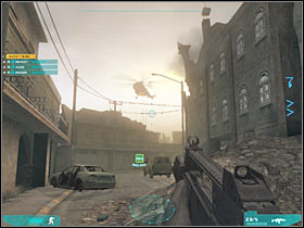 I would recommend that you order your squad members to hide behind a large van (#1) - Act 2 / Mission 2 - part 2 - Act 2 - Ghost Recon: Advanced Warfighter 2 - Game Guide and Walkthrough