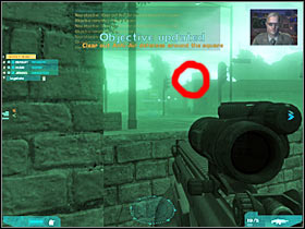 Once you've killed the sniper, try moving closer to one of the brick walls (#1) - Act 2 / Mission 3 - part 2 - Act 2 - Ghost Recon: Advanced Warfighter 2 - Game Guide and Walkthrough