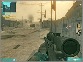 Lean out carefully in order to disable one of the heavy machine gun posts (#1) - Act 3 / Final - part 5 - Act 3 - Ghost Recon: Advanced Warfighter 2 - Game Guide and Walkthrough