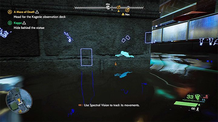 Hide from the kappa behind the central statue to avoid scaring it away - Ghostwire Tokyo: Kappa - walkthrough - Quests available from chapter 2 - Ghostwire Tokyo Guide