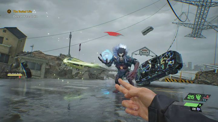 As with Akito's own powers, the boss's water attacks have a limited range - Ghostwire Tokyo: The Buried Life - walkthrough - Chapter 2: Trouble - Ghostwire Tokyo Guide