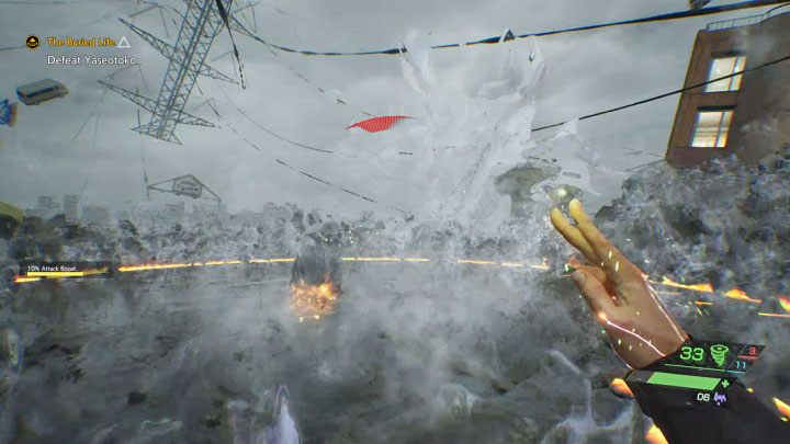 The creature has a unique attack which consists of creating shock waves - Ghostwire Tokyo: The Buried Life - walkthrough - Chapter 2: Trouble - Ghostwire Tokyo Guide