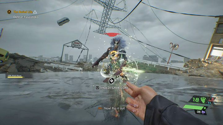 During the battle, don't forget to heal yourself as soon as Akito's health bar turns yellow - Ghostwire Tokyo: The Buried Life - walkthrough - Chapter 2: Trouble - Ghostwire Tokyo Guide