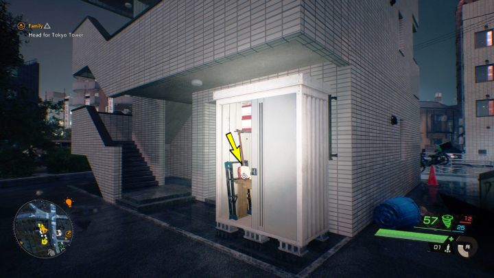 The relic is in the white cabinet next to the building to the north of the Nostalgic Nekomata stall - Ghostwire Tokyo: Relics, Central Tokyo - list of all - Relics - Ghostwire Tokyo Guide