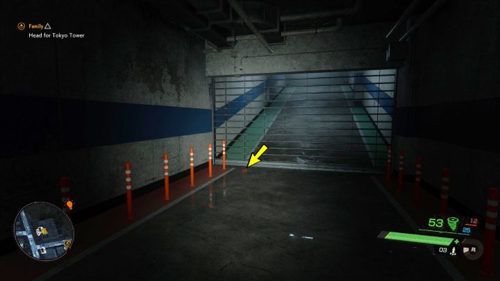 The relic is on the floor on level B in the garage - Ghostwire Tokyo: Relics, Central Tokyo - list of all - Relics - Ghostwire Tokyo Guide