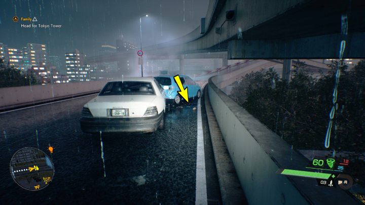 The relic can be found on the highway near the blue car, north of the Kappagaike Shrine - Ghostwire Tokyo: Relics, Central Tokyo - list of all - Relics - Ghostwire Tokyo Guide