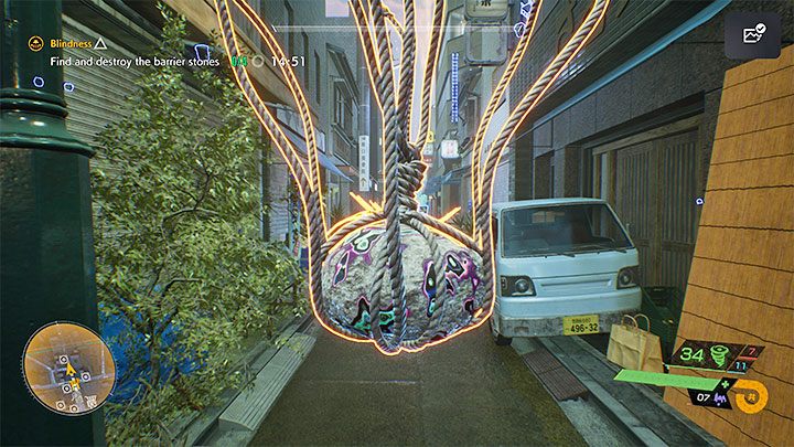 Fortunately, the new mission objective is not very difficult - despite the size of the search areas, you have 15 minutes to find and destroy the stones - Ghostwire Tokyo: Blindness - walkthrough - Chapter 3: Connection - Ghostwire Tokyo Guide