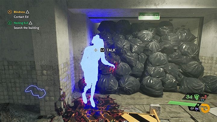 The narrow passage leads to the next part of the building - you have to crouch to get to the other side - Ghostwire Tokyo: Nesting Evil - walkthrough - Quests available from chapter 3 - Ghostwire Tokyo Guide