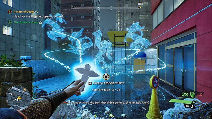 You may encounter spirit clusters while exploring the game world - Ghostwire Tokyo: Katashiro and absorbing spirits - Basics - Ghostwire Tokyo Guide