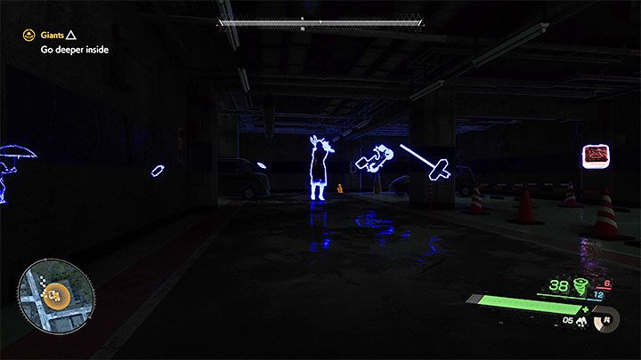 Soon after entering the basement the area will become dark, but it shouldn't pose too much trouble - you have a flashlight and can use spectral vision to track and ambush enemies - Ghostwire Tokyo: Giants - walkthrough - Chapter 4: Contortion - Ghostwire Tokyo Guide