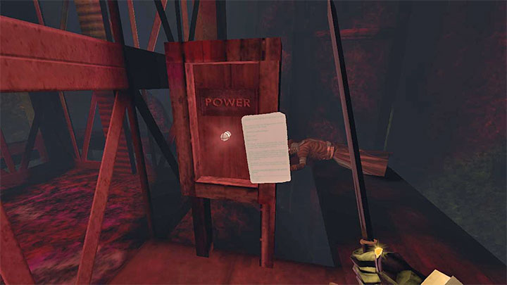 This note is next to the large elevator in the mine , which you need to activate to continue with the mission - Gloomwood: Documents in Coast Caves - list of collectibles - Documents - Gloomwood Guide, Walkthrough