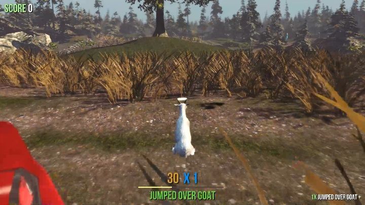 The statue can be found under the tree, at the edge of the field - Goat statues in Goat Simulator - Basics - Goat Simulator Guide