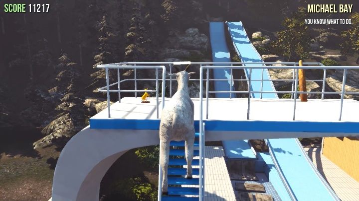 Theres a huge jumping ramp by the pool - Goat statues in Goat Simulator - Basics - Goat Simulator Guide