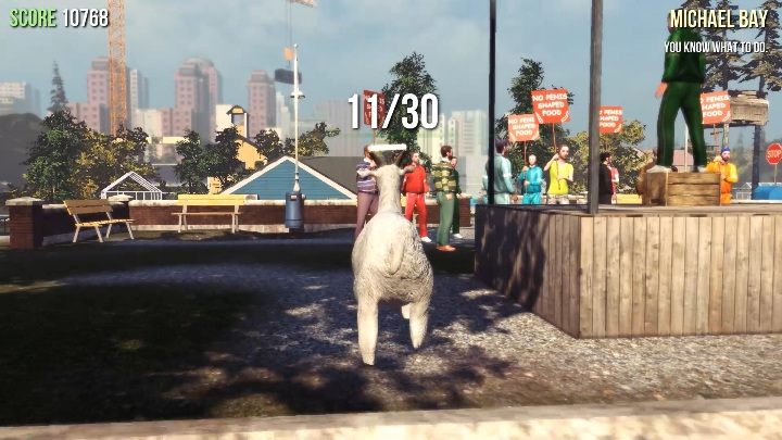You will find this collectible right behind the scene where the citys residents protest - Goat statues in Goat Simulator - Basics - Goat Simulator Guide