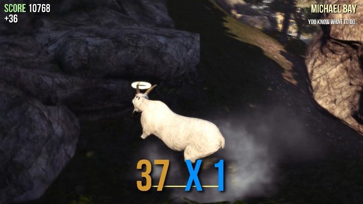 There is a rock in the mountains, and a statue lies behind it - Goat statues in Goat Simulator - Basics - Goat Simulator Guide