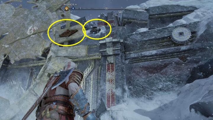 Go to the right side of the shield, grab the handle and move it left - God of War Ragnarok: The Lost Treasury, Midgard - secrets, collectibles - God of War Ragnarok: Midgard - God of War Ragnarok Guide