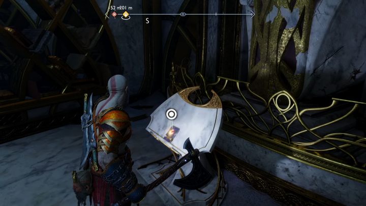 Pick up the Consul's Journal artifact you will find on the upper floor and approach the exit - God of War Ragnarok: The Elven Sanctum - walkthrough - God of War Ragnarok: Favors - Alfheim - God of War Ragnarok Guide