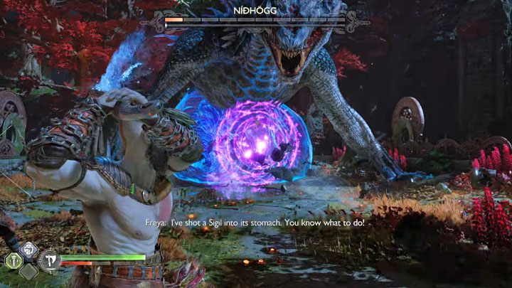 You've made it to the final part of the confrontation, and after a cut-scene depicting a joint attack of Kratos and Freya, you need to deal with the last part of the health bar - God of War Ragnarok: How to defeat Nidhogg from Vanaheim? - God of War Ragnarok: Bosses - God of War Ragnarok Guide