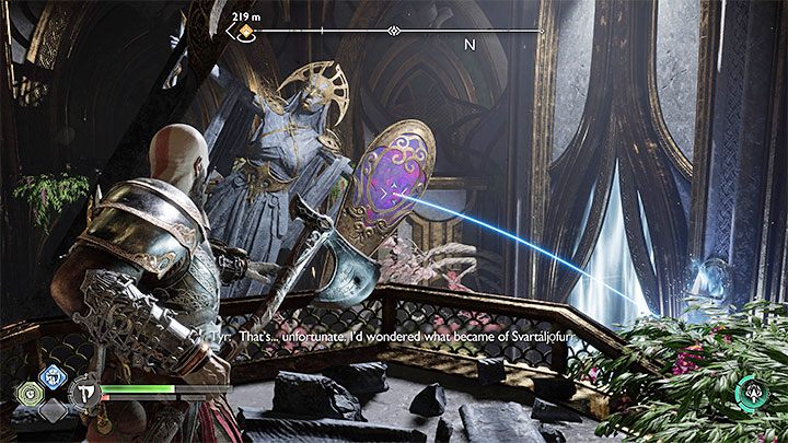 Now return to the balconies behind the statue on the right - God of War Ragnarok: Groas Secret - walkthrough - God of War Ragnarok: Walkthrough - God of War Ragnarok Guide