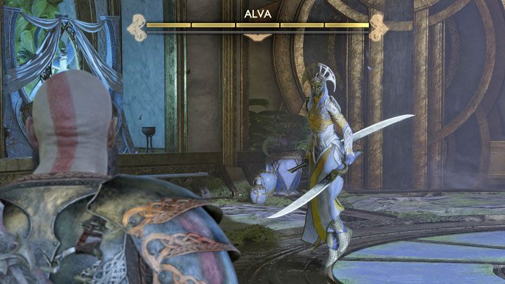 Along the exit path you'll have to face more elves, and again watch out for their blue attacks and make sure to interrupt them with your shield - God of War Ragnarok: Groas Secret - walkthrough - God of War Ragnarok: Walkthrough - God of War Ragnarok Guide