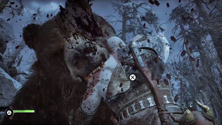Shortly after exiting the cave, you will be attacked by a large bear named Bjorn - this is the first main boss - God of War Ragnarok: Surviving Fimbulwinter - walkthrough - God of War Ragnarok: Walkthrough - God of War Ragnarok Guide