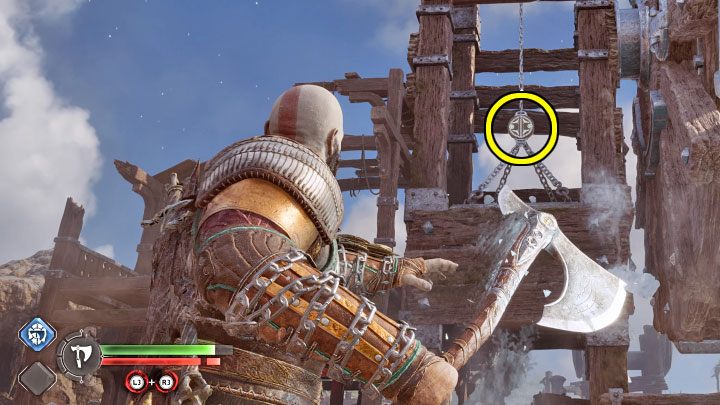 This will cause the heavy cargo do move down - God of War Ragnarok: The Quest for Tyr - walkthrough - God of War Ragnarok: Walkthrough - God of War Ragnarok Guide