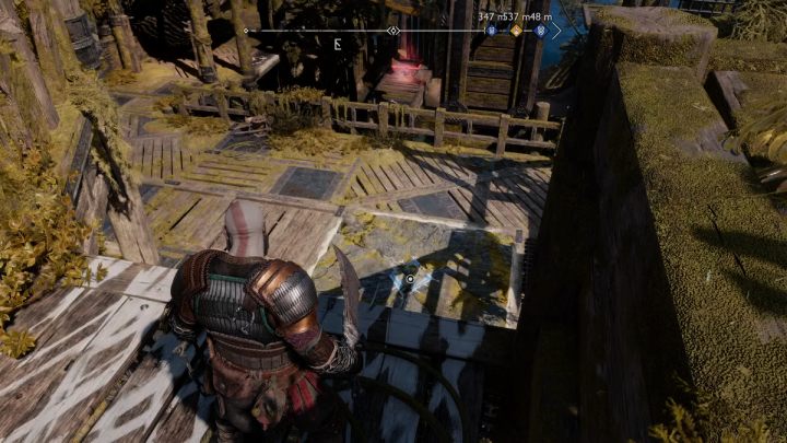 Turn left and walk along the wooden structure to the next area - God of War Ragnarok: In Service of Asgard - favor, walkthrough - God of War Ragnarok: Favors - Svartalfheim - God of War Ragnarok Guide