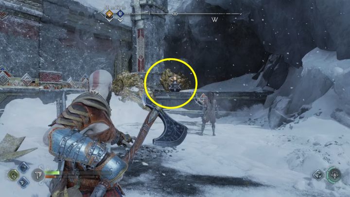 Grab the handle on the right and move the shield left - God of War Ragnarok: Sigruns Curse - favor, walkthrough - God of War Ragnarok: Favors - Midgard - God of War Ragnarok Guide