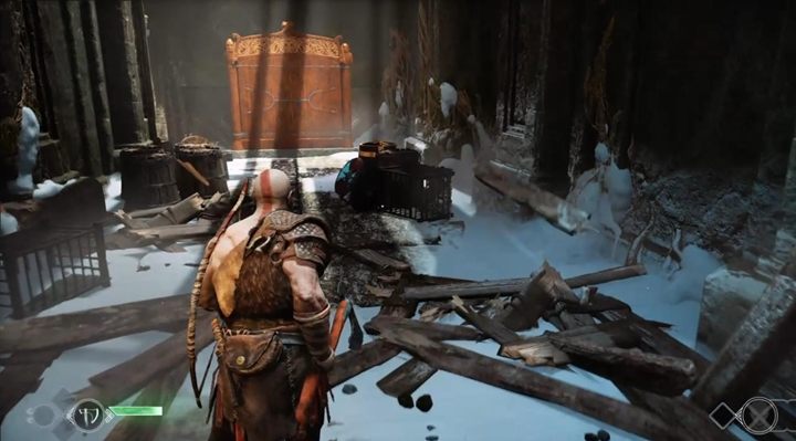 Go up the stairs and you will find the first Jotun altar which belongs to, so called, Labours - optional challenges - God of War: The Marked Trees - Walkthrough - Walkthrough - God of War Guide